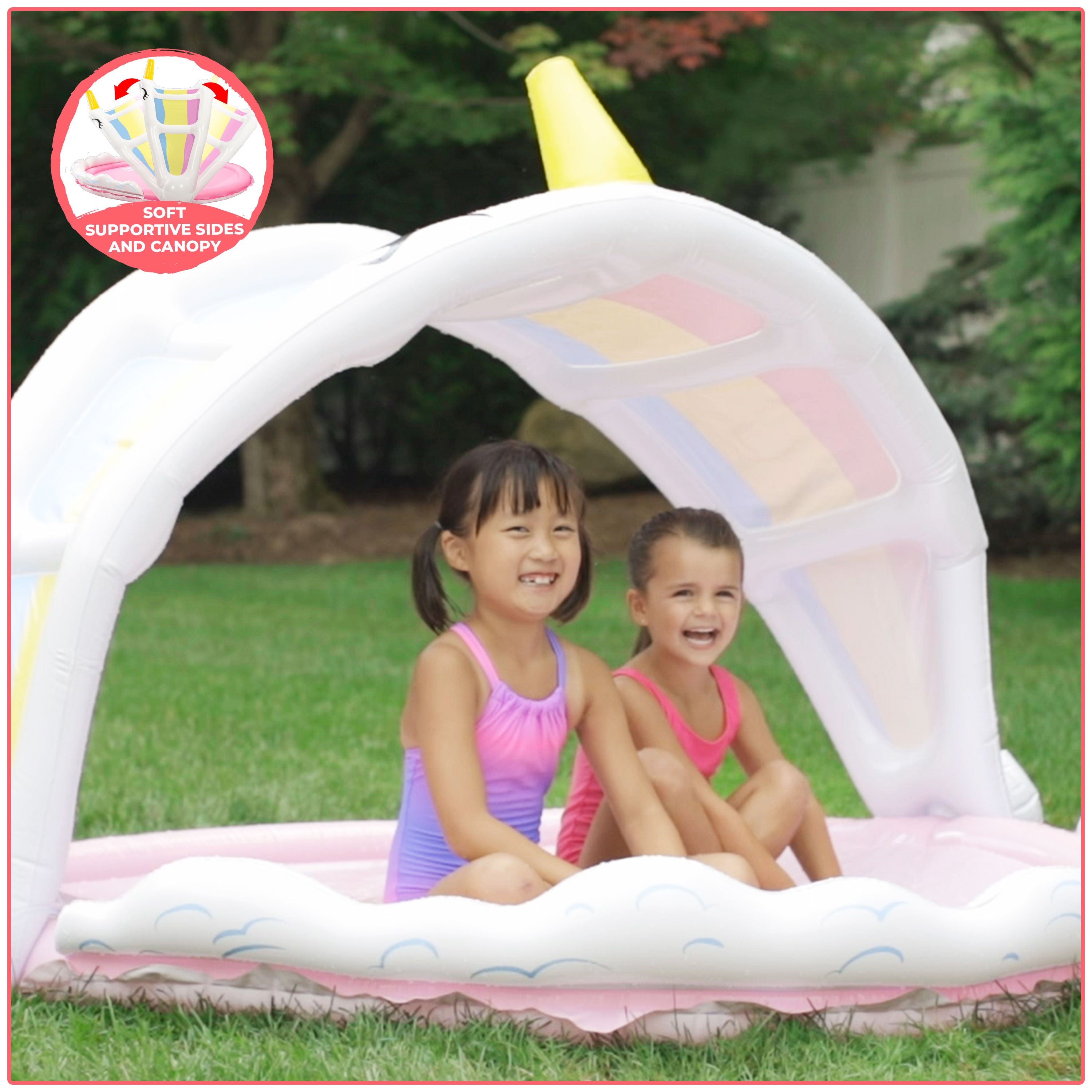 Sunsmart Rainbow Unicorn Shade N' Splash Sprinkler and Splash Pad 5.5'