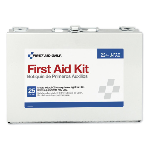 First Aid Only First Aid Kit for 25 People， 104 Pieces， OSHA Compliant， Metal Case (224U)