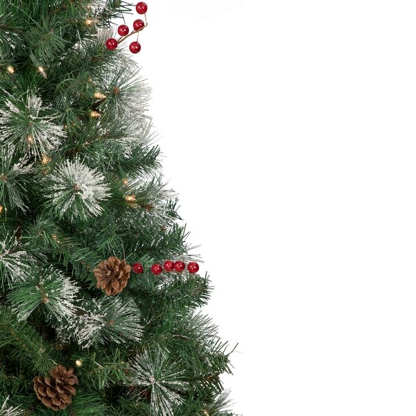 4' PreLit Frosted Carolina Berry Spruce Artificial Christmas Tree Clear Lights