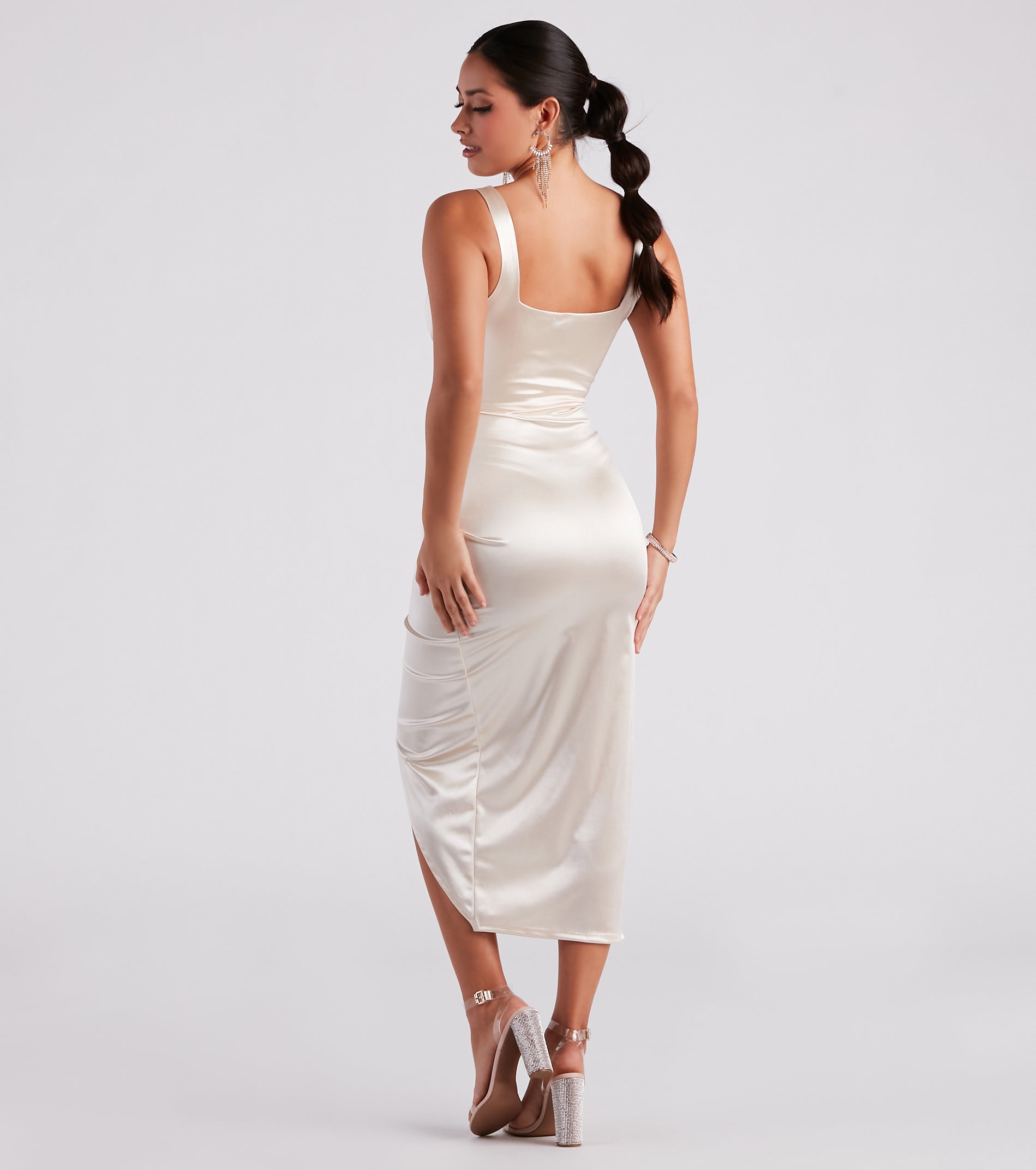 Samantha Formal Satin Midi Dress