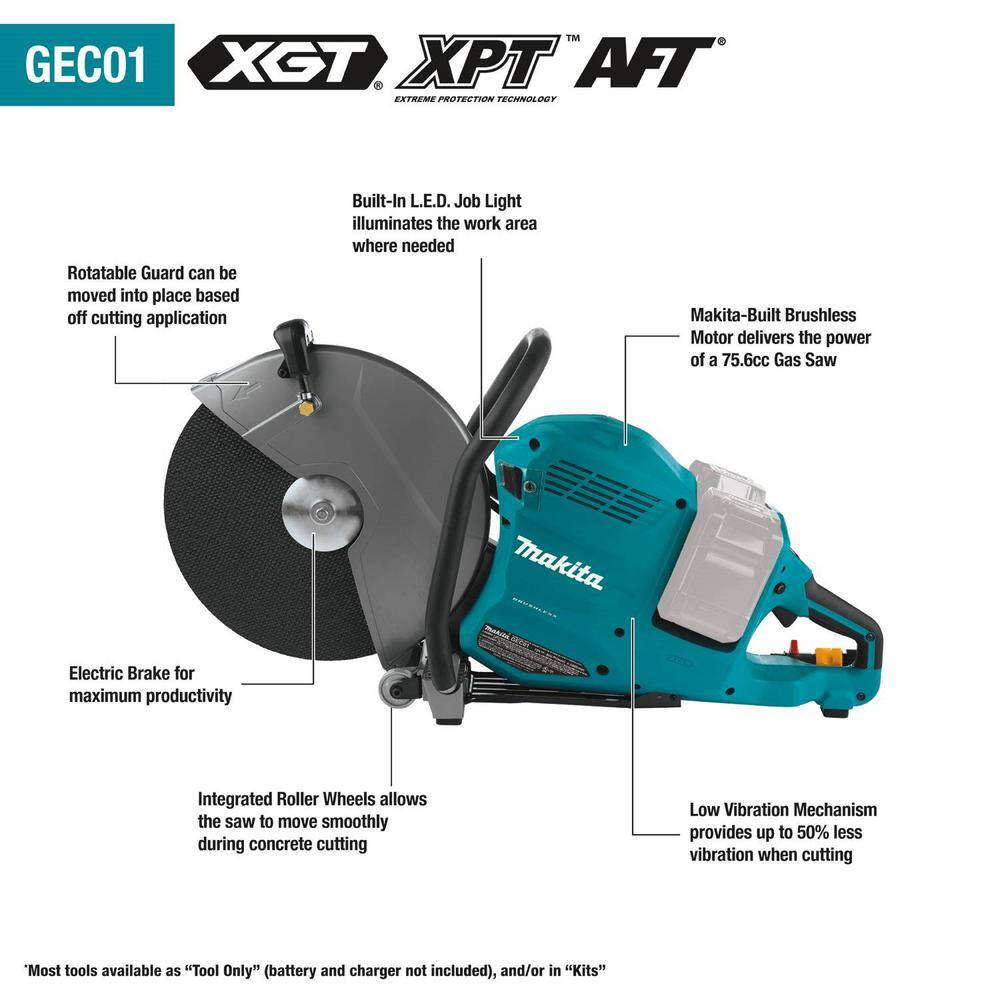 Makita 80V max (40V max X2) XGT Brushless Cordless 14 in. Power Cutter Kit (8.0Ah) GEC01PL