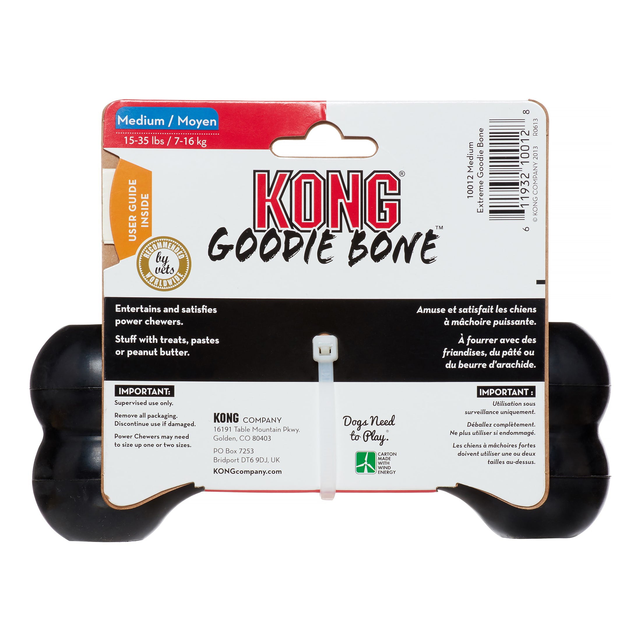 KONG Extreme Goodie Bone Dog Toy， Black