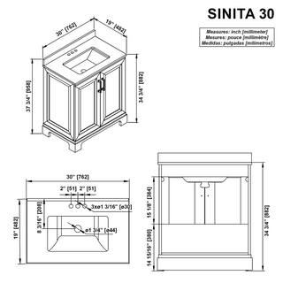 Glacier Bay Sinita 30 in. W x 19 in. D x 34.50 in. H Bath Vanity in Natural Oak with White Cultured Marble Top Sinita 30NO