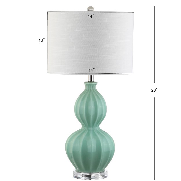 Glass Faye Table Lamp includes Led Light Bulb Green Jonathan Y