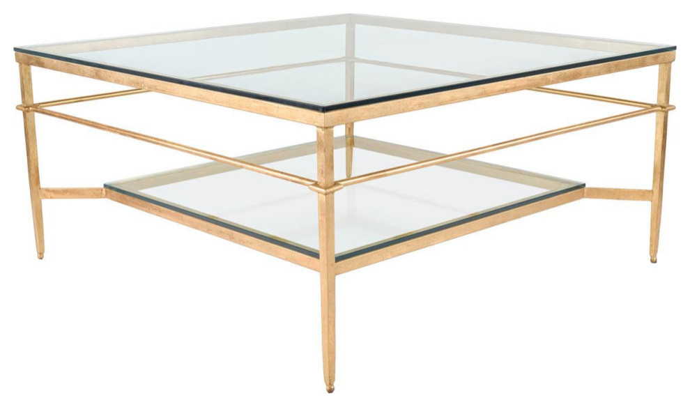 Garzon Silver Leaf Glass Cocktail Table   Contemporary   Coffee Tables   by Rustic Home Furniture Deco  Houzz