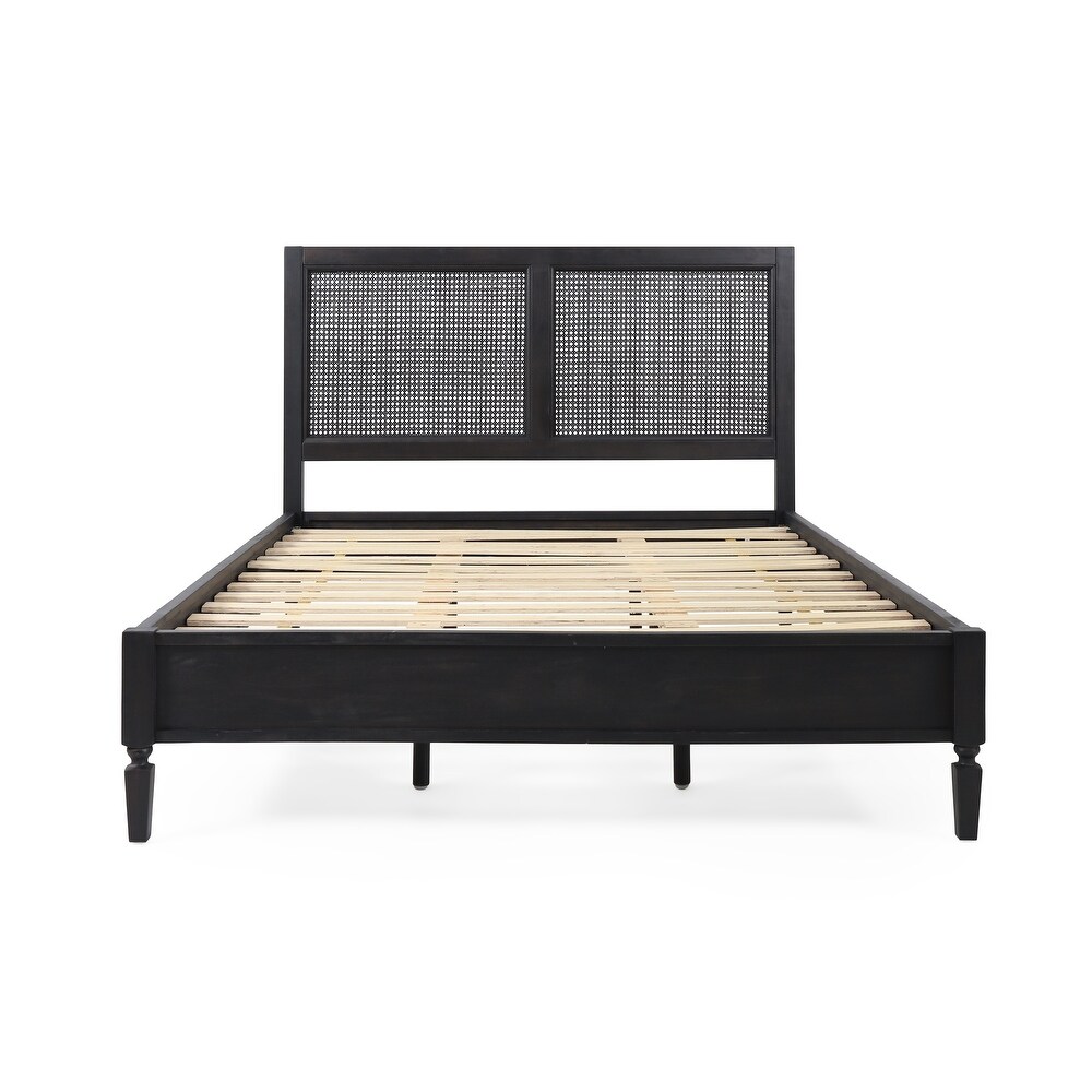 Lorent Acacia Wood and Rattan Queen Bed by Christopher Knight Home