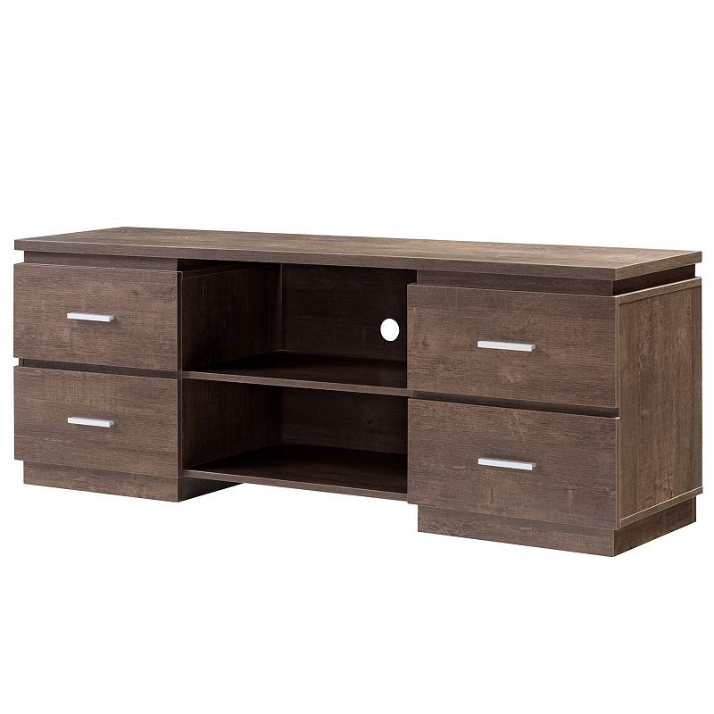 FC Design Walnut Oak TV Stand with 4 Drawers and 2 Shelves Entertainment Center