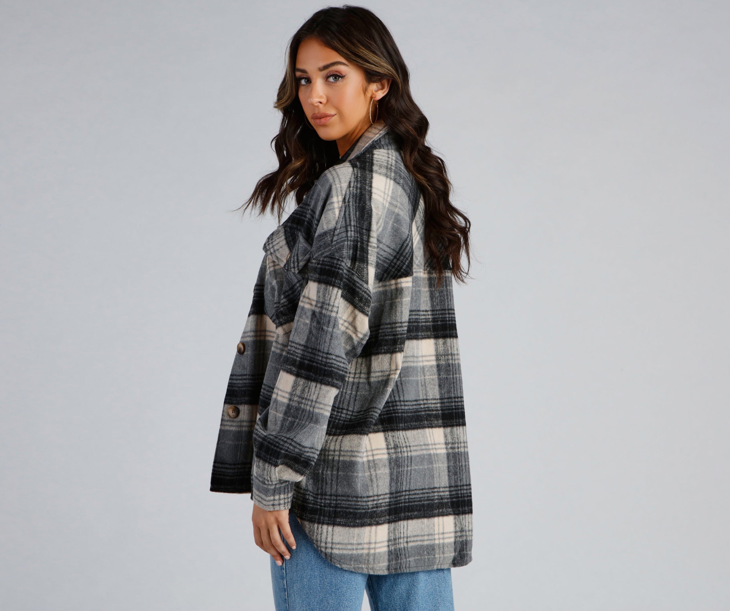 Falling For Plaid Fleece Shacket