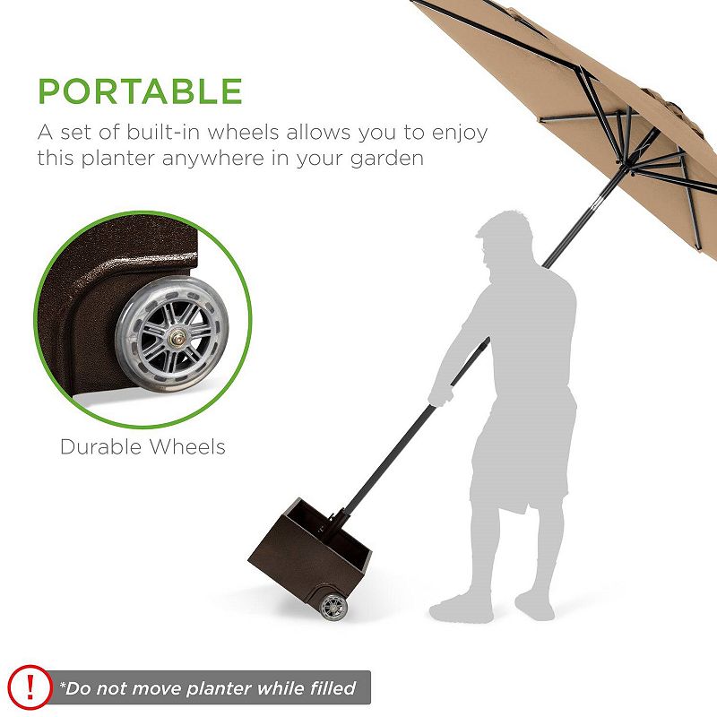 Portable Wheeled Powder Coated Steel Umbrella Base Stand / Planter Box