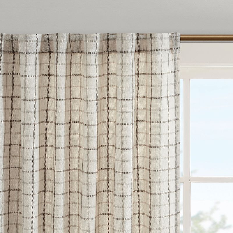 Madison Park Salford Plaid Rod Pocket and Back Tab Light Filtering 1 Window Curtain Panel