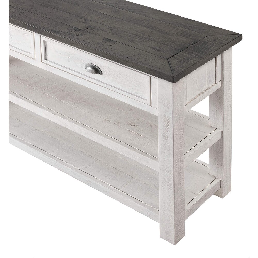 Monterey Solid Wood Sofa Console Table White with Grey Top