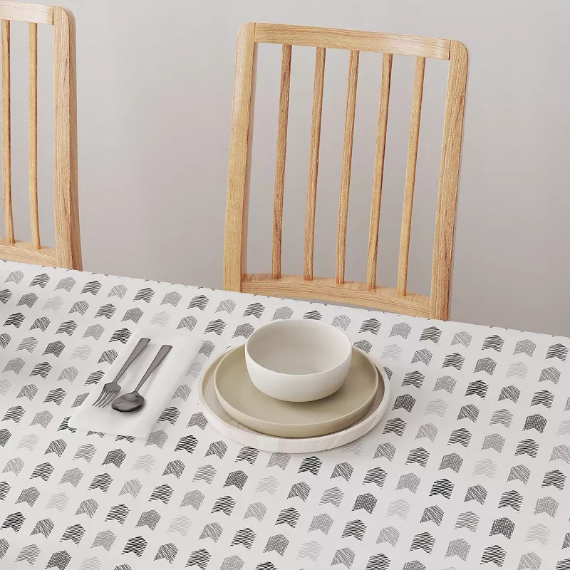 Square Tablecloth， 100% Polyester， 54x54， Grey Geometric Arrows