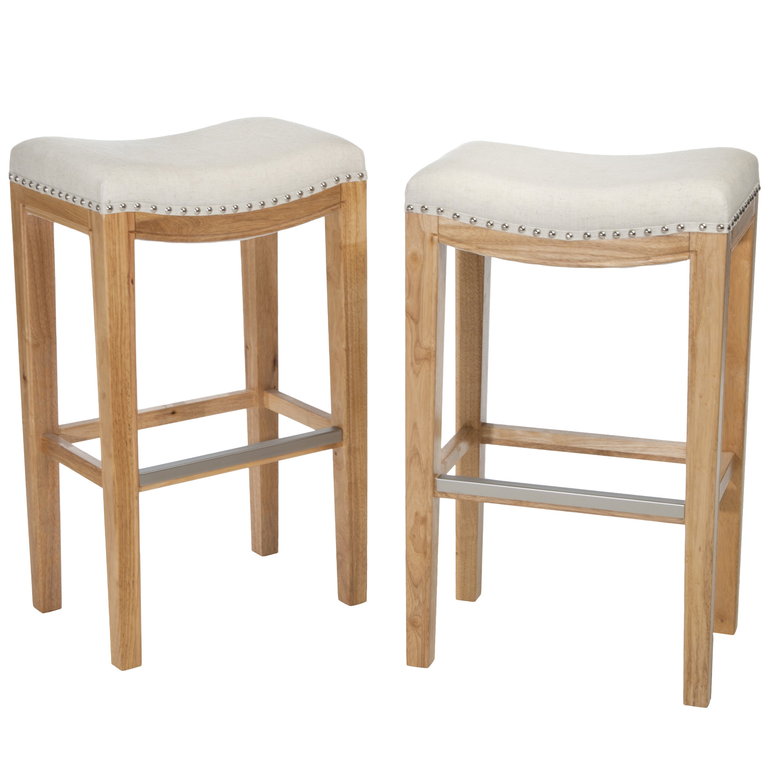 Jaeden Beige Backless 30-Inch Bar Stools (Set of 2)