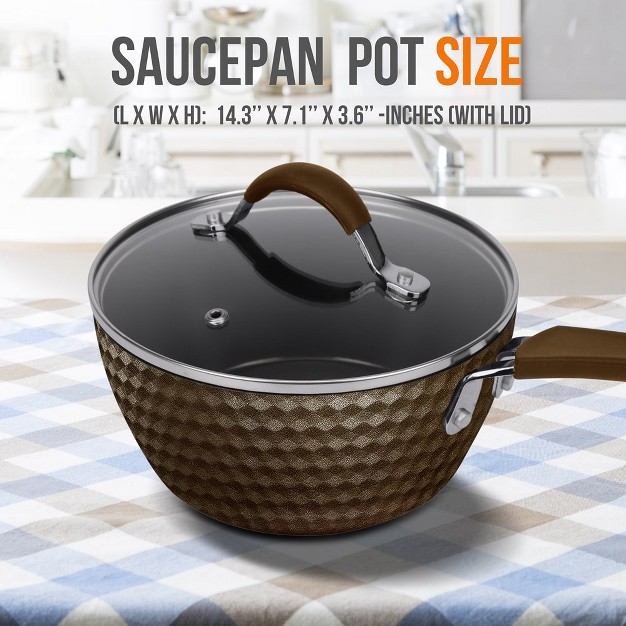 Nutrichef Saucepan Pot With Lid Non stick High qualified Kitchen Cookware 1 7 Quart