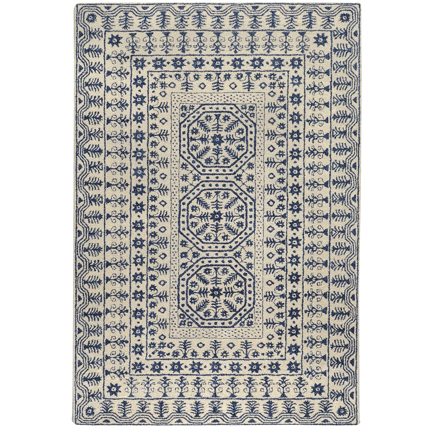 Smithsonian Collection New Zealand Wool Area Rug in Dark Slate Blue and Ivory design by Smithsonian