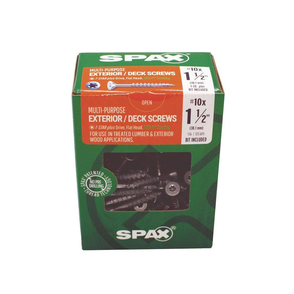 SPAX #10 x 1-12 in. HCR-X T-Star Plus Flat Undercut InteriorExterior Multi-Purpose Screw (125 Per Box) 4191670500404