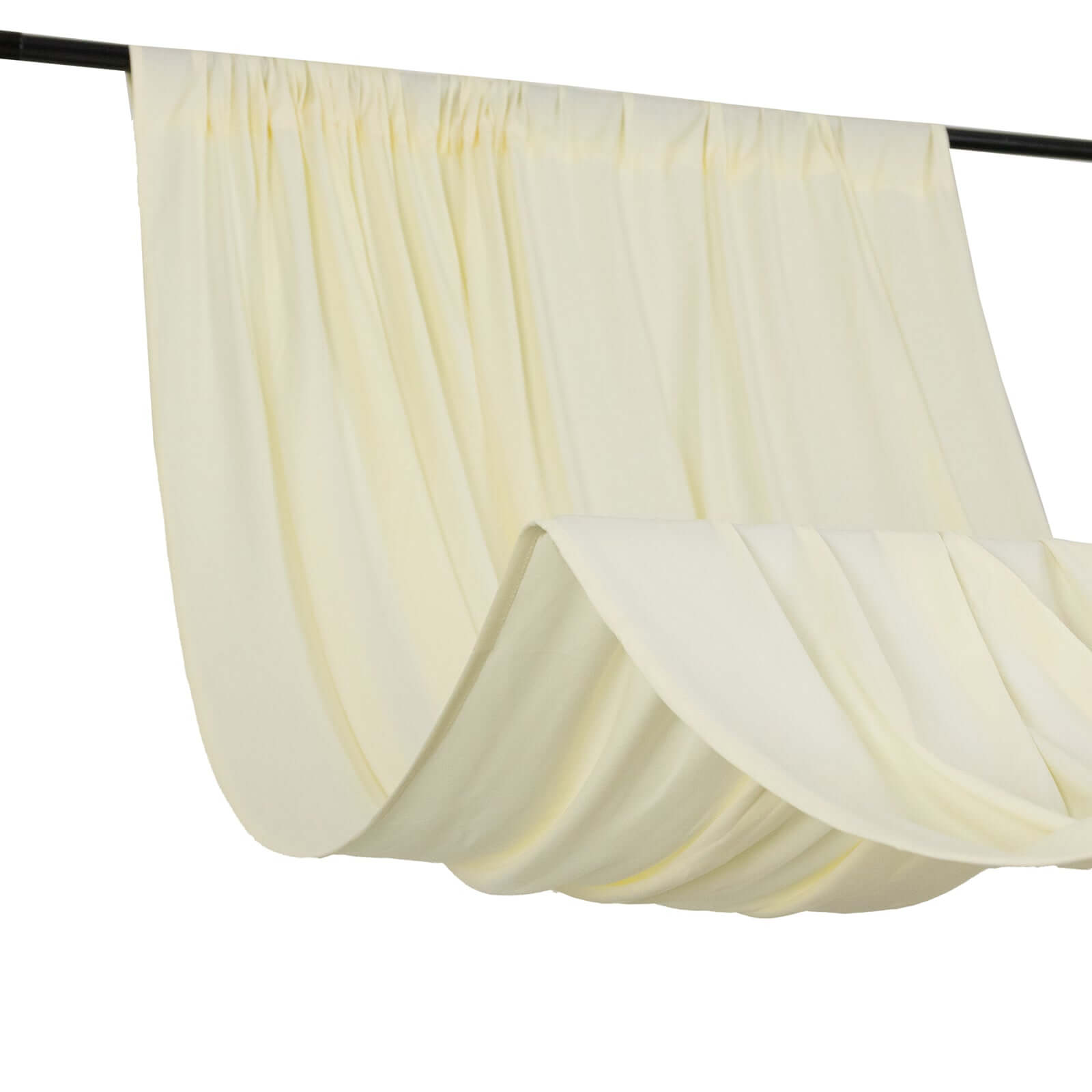 Ivory 4-Way Stretch Spandex Backdrop Drape Curtain, Wrinkle Resistant Event Divider Panel with Rod Pockets - 5ftx10ft