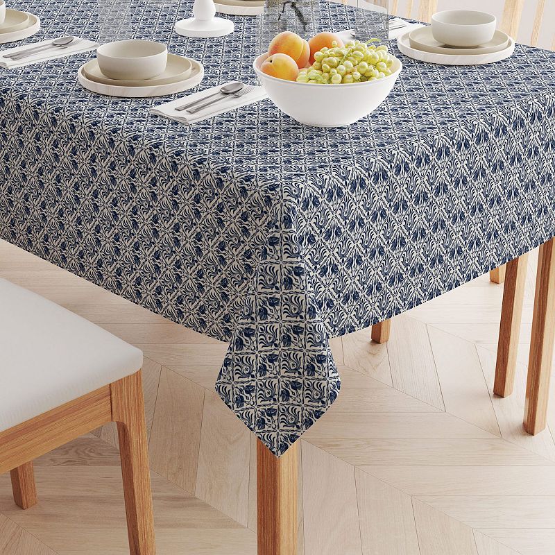 Square Tablecloth， 100% Polyester， 54x54， Cranes in Damask