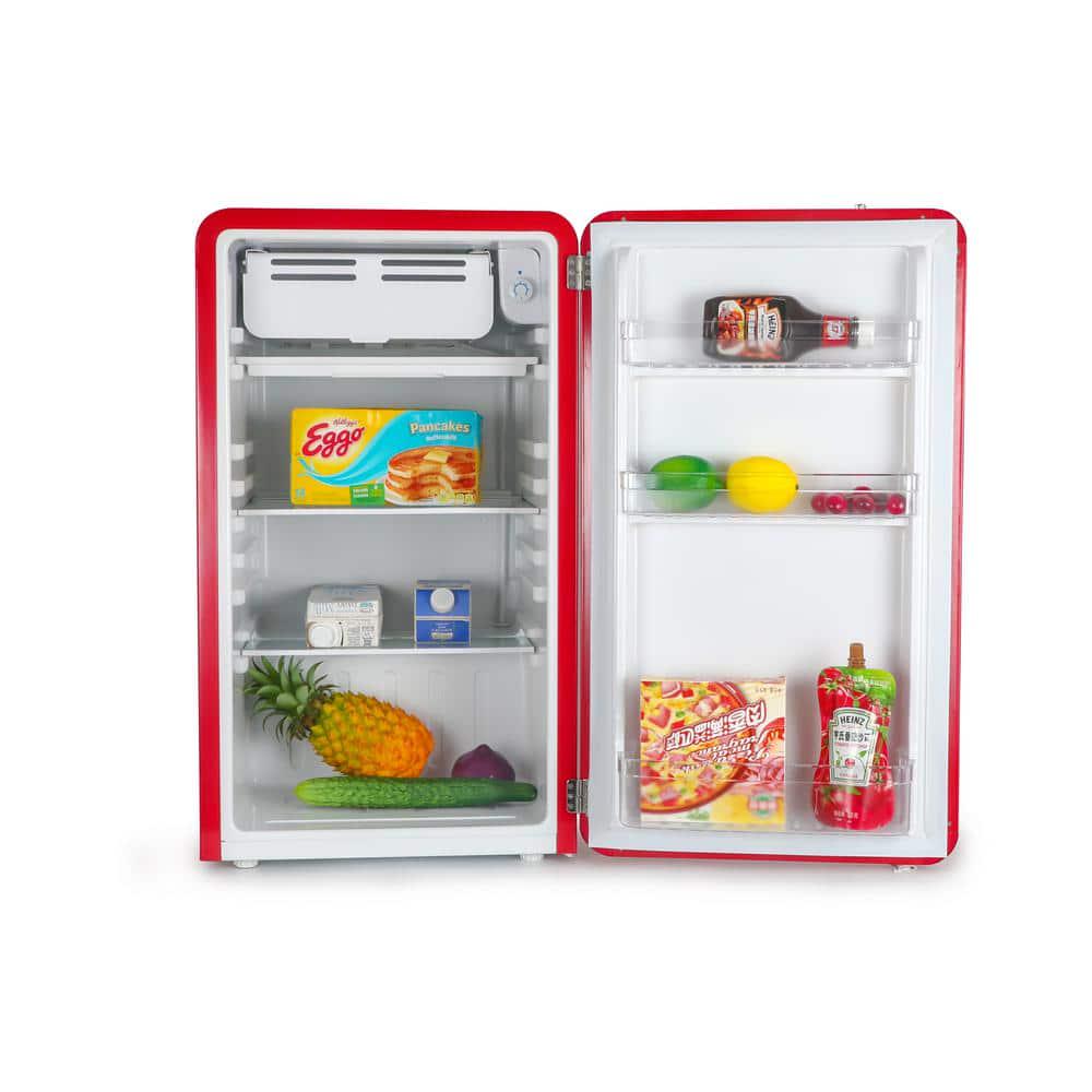 Commercial Cool 32 cu ft Retro Mini Fridge with Full Width Freezer Compartment in Red