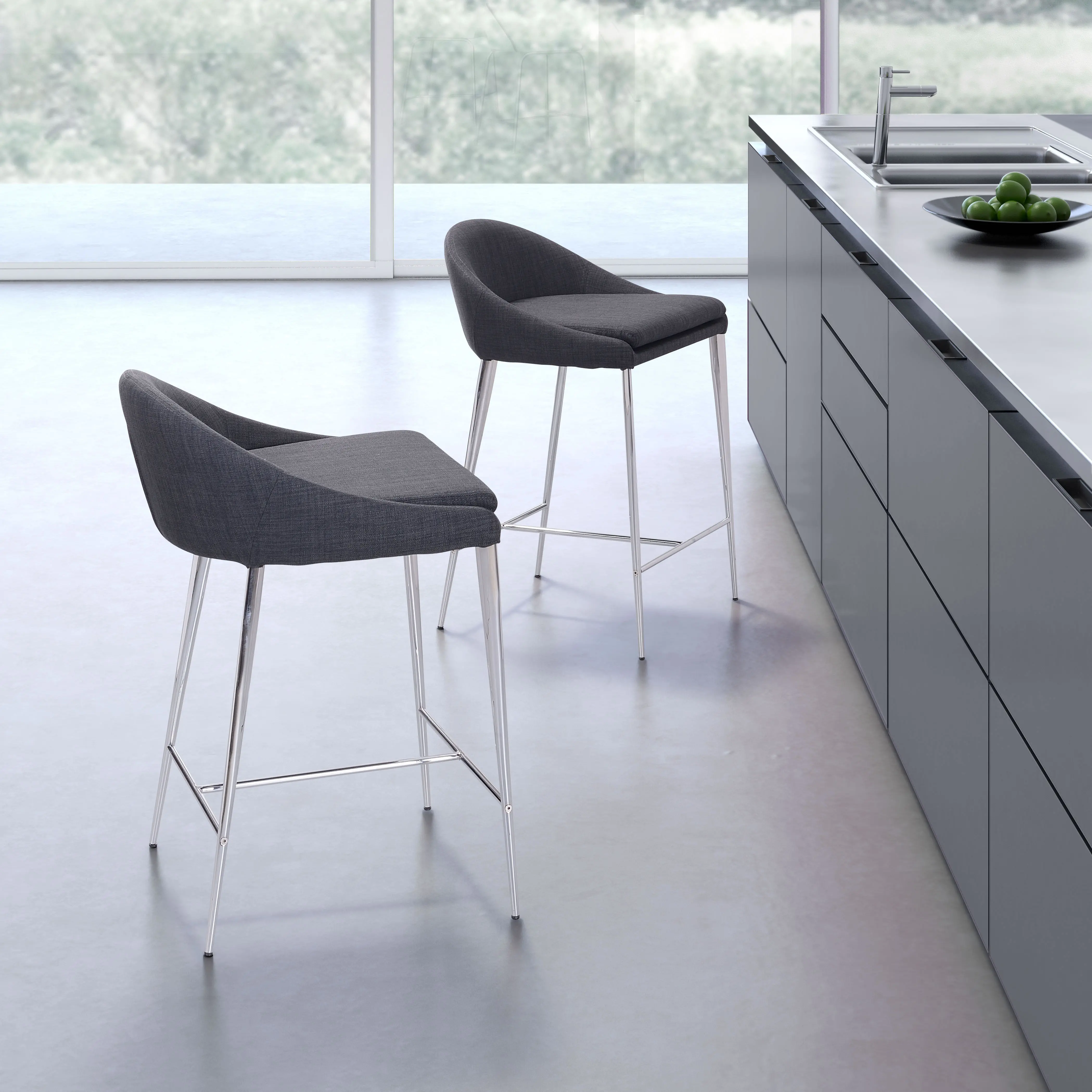 Reykjavik Graphite Counter Height Stool， Set of 2