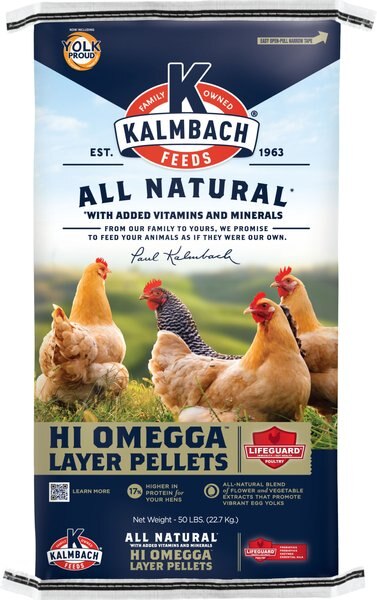 Kalmbach Feeds All Natural Hi Omegga Layer Pellets Chicken Feed， 50-lb bag