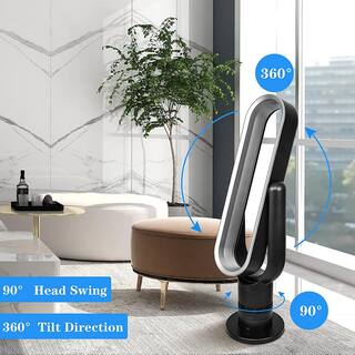 Aoibox 38 in. Black Stylish Bladeless Fan Standing Pedestal Tower Fan 10 Speeds Settings 10-hour Timing Closure Low Noise SNMX014