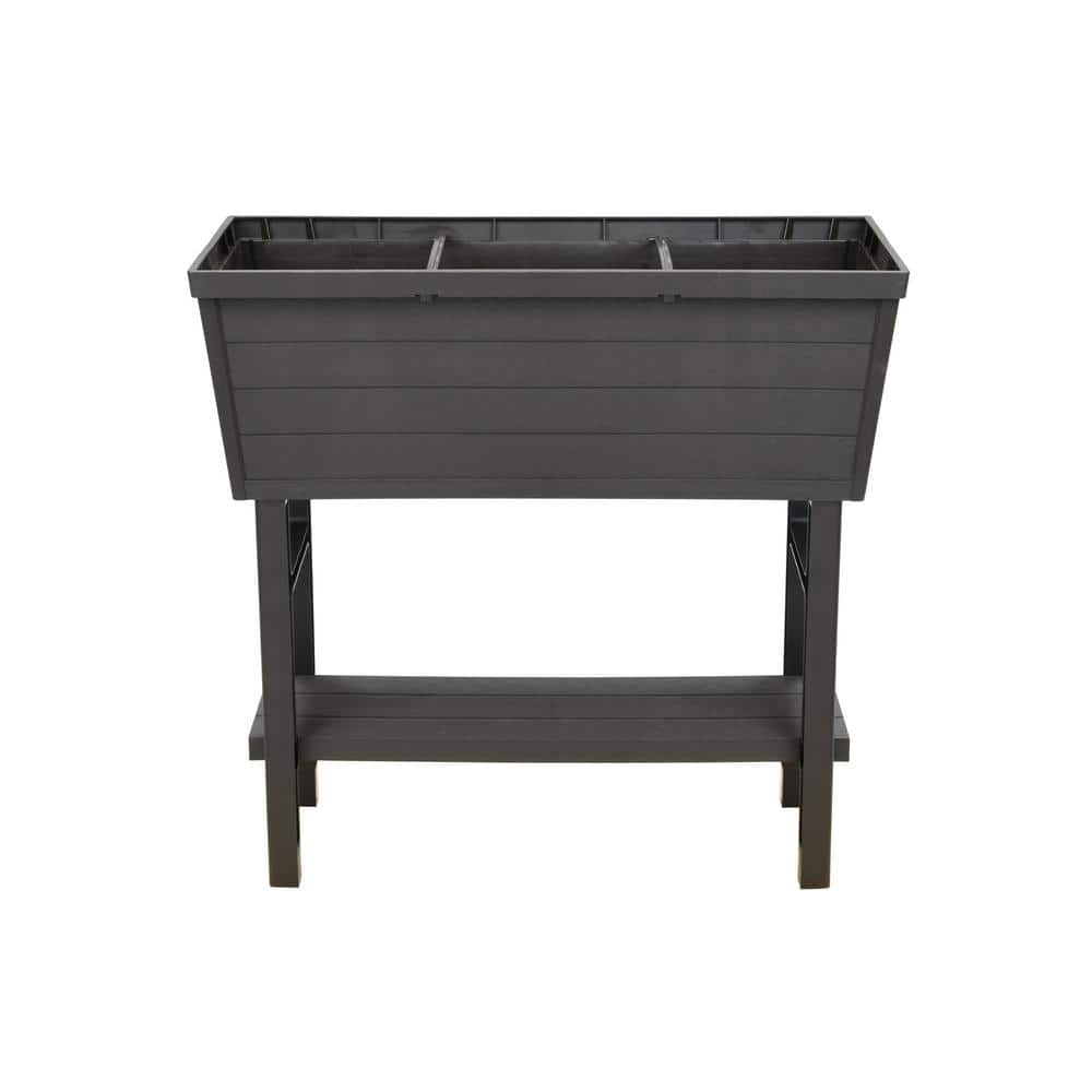 Vigoro 32.25 in. W x 31 in. H Elevated Resin Patio Garden Bed in Brown 999-2200