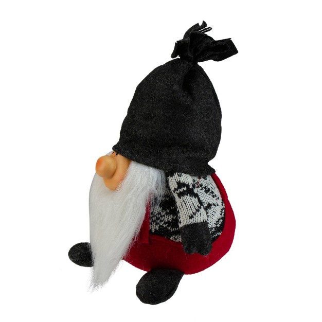 Charcoal Gray And Red Happy Smiling Gnome Christmas Tabletop Decor