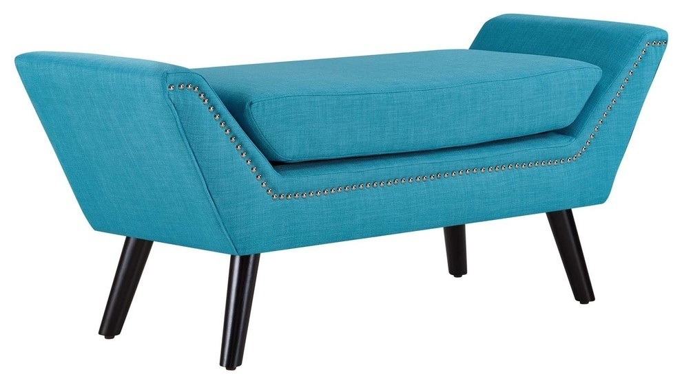 Gambol Upholstered Fabric Bench   Midcentury   Upholstered Benches   by Homesquare  Houzz