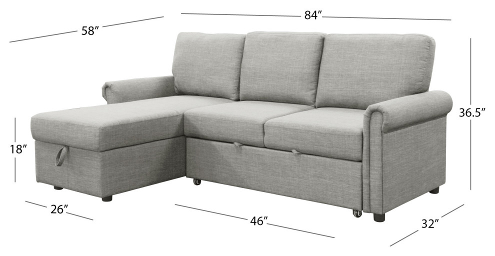 Harding Storage Sofa Bed Reversible Sectional   Transitional   Sectional Sofas   by Abbyson Living  Houzz