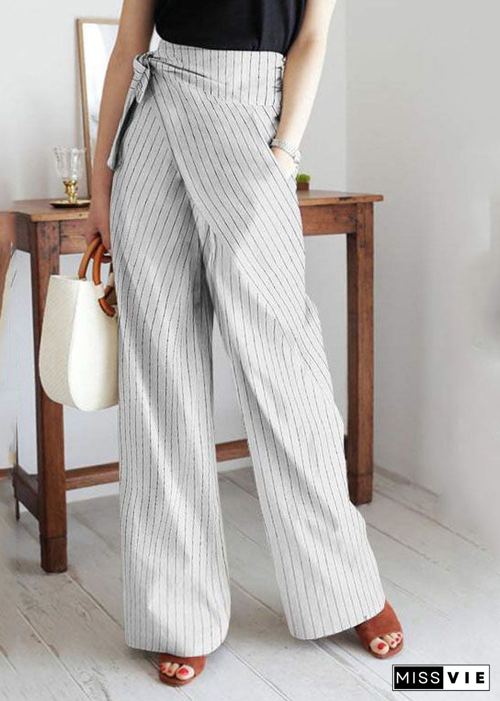 High Waist Vintage Women Long Palazzo Trouser Wide Leg Pants