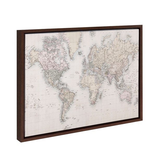 X 24 quot Sylvie Vintage World Map Framed Canvas By Creative Bunch Brown Kate amp Laurel All Things Decor