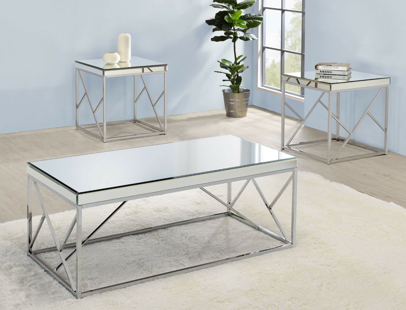 Evelyn MirrorTop End Table  Chrome