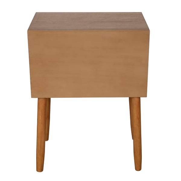 Trenton 2 Drawer Wood and Rattan Side Table