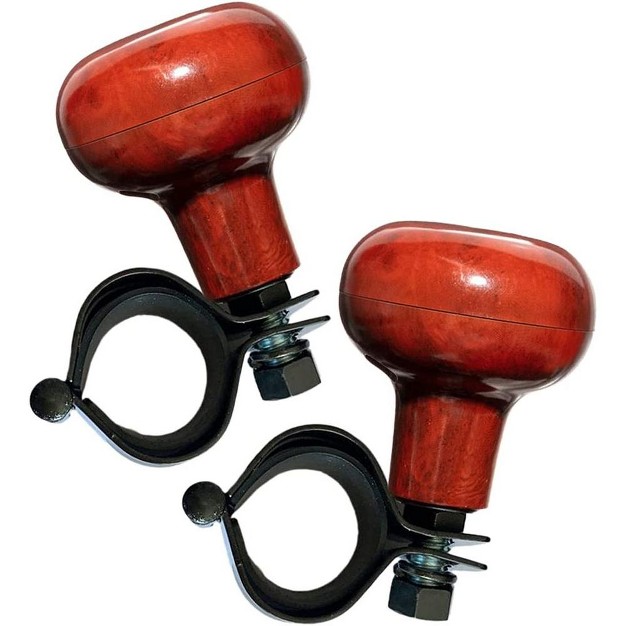 Zone Tech 2 pack Woodgrain Steering Wheel Spinner Knob Steering Wheel Spinner With Power Handle For All Vehicles