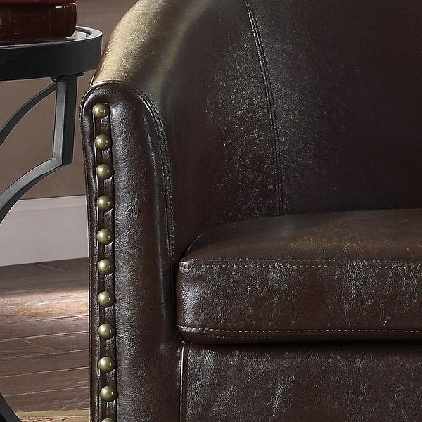 Isabela Faux Leather Barrel Accent Club Chair by Moser Bay