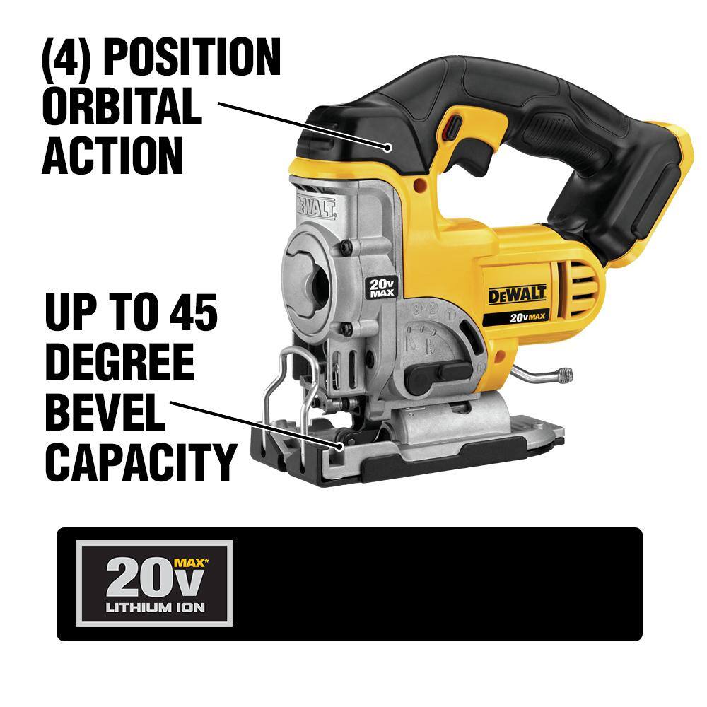 DW 20V MAX Cordless Jig Saw (1) 20V MAX Compact Lithium-Ion 3.0Ah Battery and 12V-20V MAX Charger DCS331BW230C