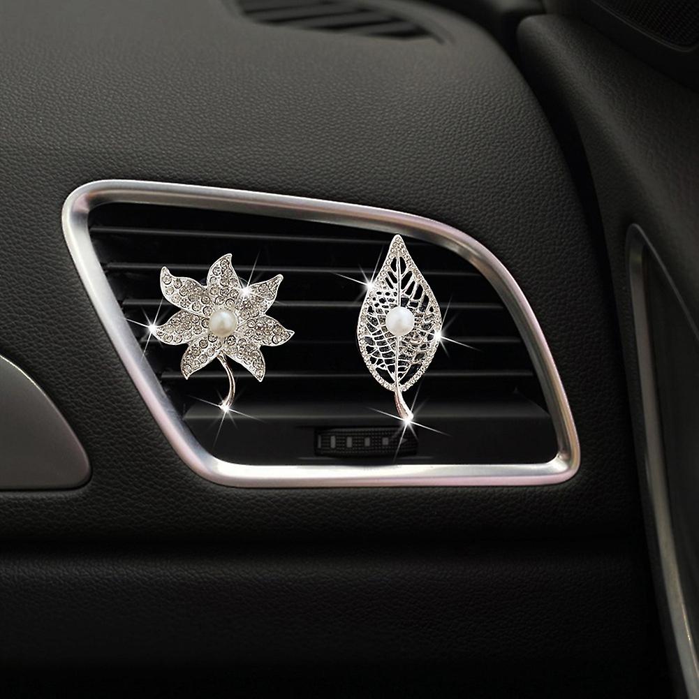 Car Air Outlet Fragrance Clip With Diamond Bling Vent Decorations Air Freshener Air Outlet Clip Accessories For Car Bedroom Study Bathroom Office Silv