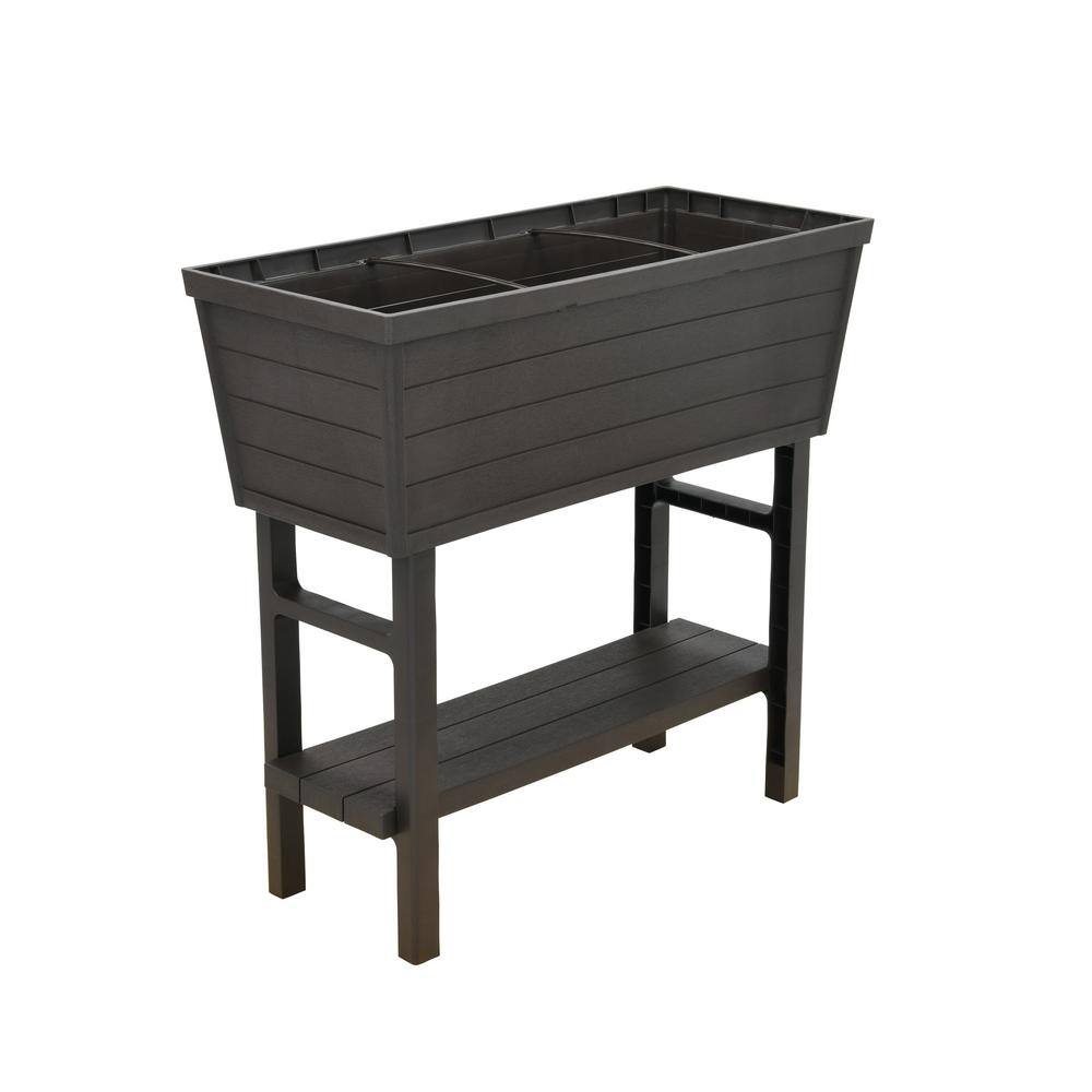 Vigoro 32.25 in. W x 31 in. H Elevated Resin Patio Garden Bed in Brown 999-2200