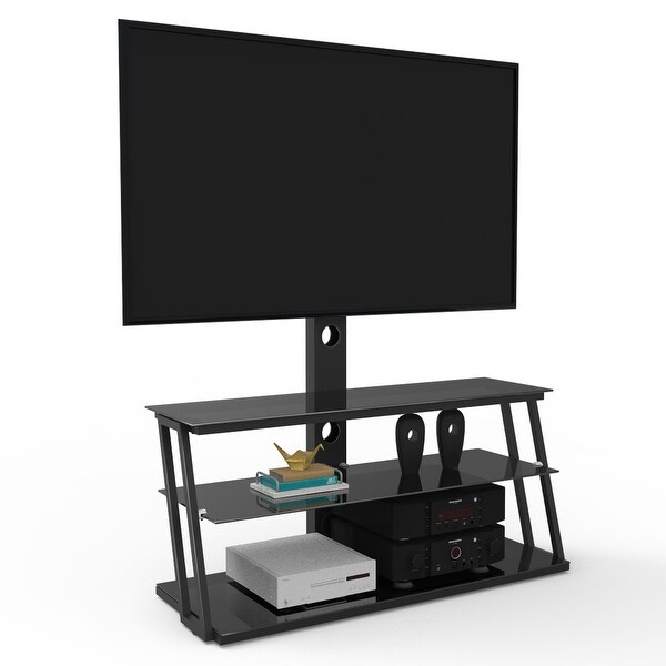 41 inch AngleandHeight Adjustable TV Stand with 3-Tier ShelfandFree Swivel