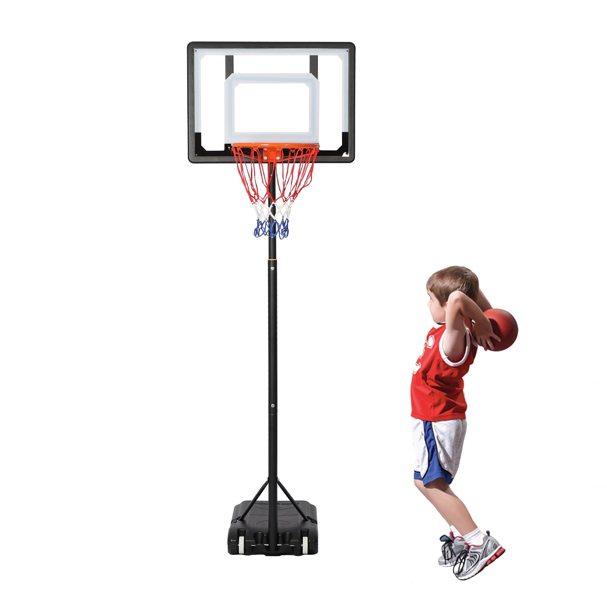 Karmas Product Portable Basketball Hoop for Kids and Family Indoor and Outdoor Goal System 32 In. Backboard Basketball Stand with Wheels