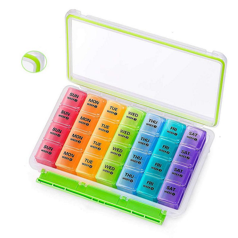 Sukuos 28 Day Pill Organizer， Large Moisture-Resistant 4 Week Case