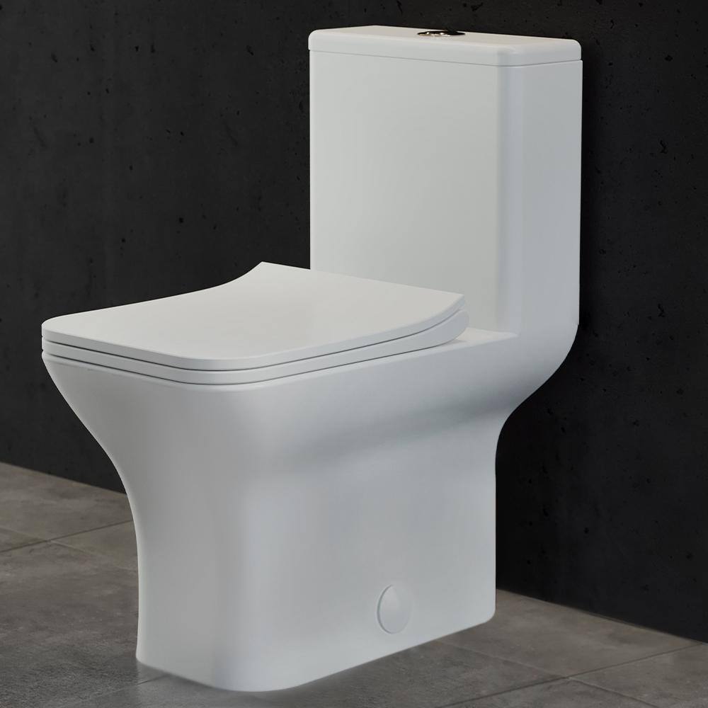 Swiss Madison Piazza One-Piece 1.11.6 GPF Dual Flush Square Toilet in Glossy White Seat Included SM-1T256HD