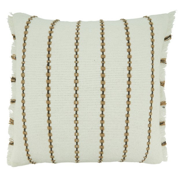 Oversize Striped Design Square Throw Pillow Cover Ivory Saro Lifestyle