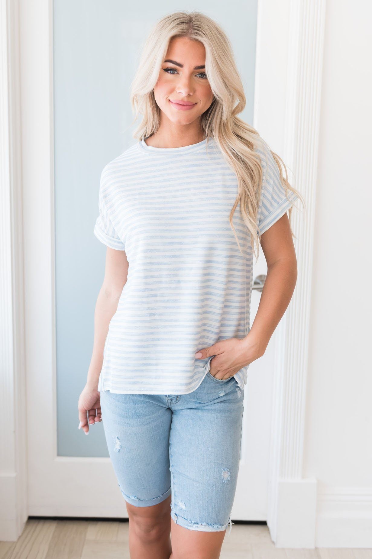 Striped Sweetie Modest Blouse