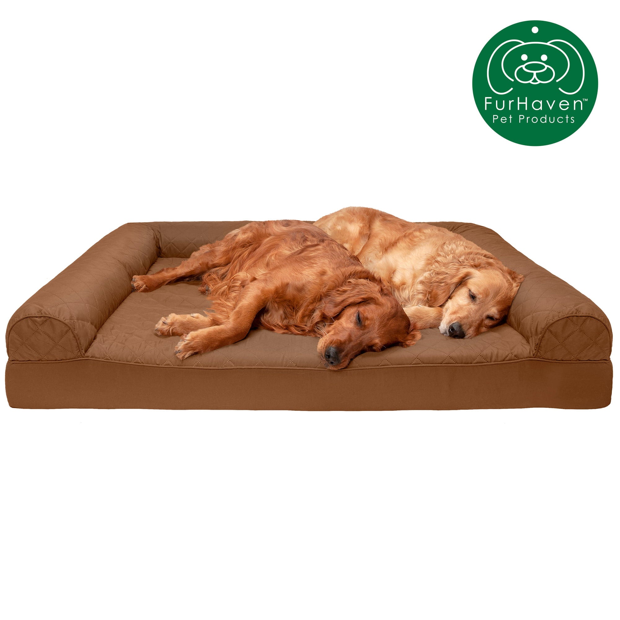 FurHaven | Orthopedic Quilted Sofa Pet Bed for Dogs & Cats, Toasted Brown, Jumbo Plus