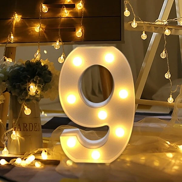 Alphabet LED Digital Lights Light Up White Plastic Digital Standing Hanging H