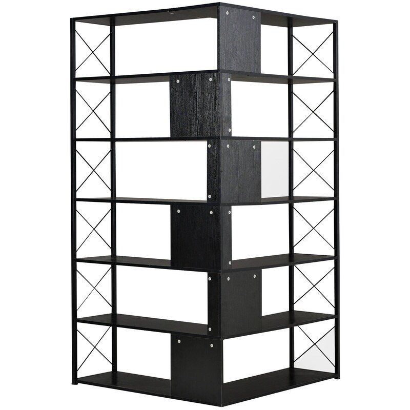 L Shaped 7 Tier Corner Bookshelf and Bookcase