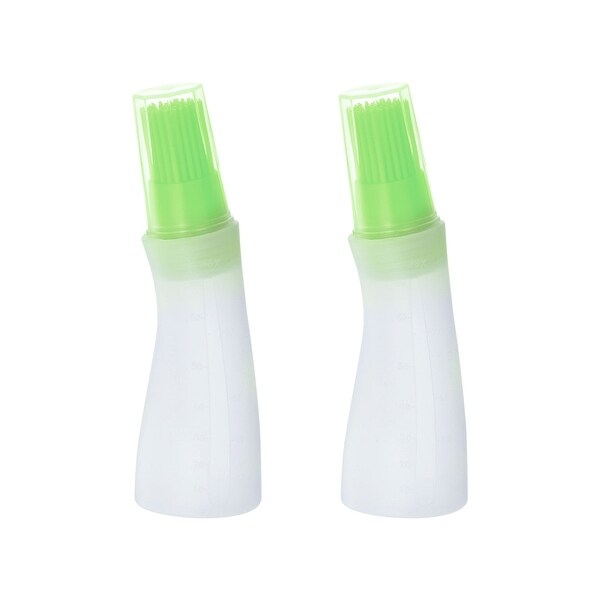 2pcs Silicone Oil Bottle Brush with Cap for Barbecue Cooking Baking， Green