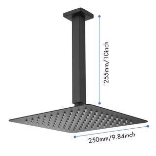 WELLFOR 1-Spray Patterns with 2.5 GPM 10 in. Ceiling Mount Rain Fixed Shower Head in Matte Black WA-F10-MB